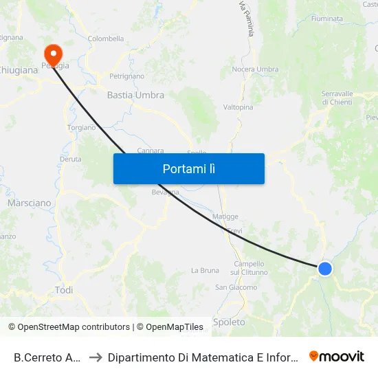 B.Cerreto Anas to Dipartimento Di Matematica E Informatica map