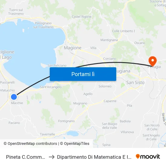 Pineta C.Commerciale to Dipartimento Di Matematica E Informatica map