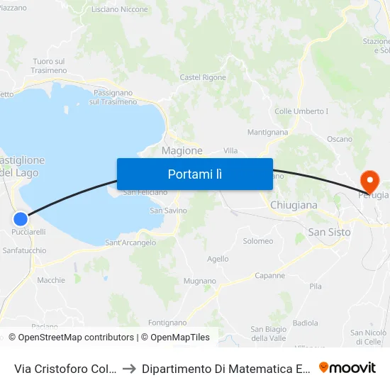 Via Cristoforo Colombo 1 to Dipartimento Di Matematica E Informatica map