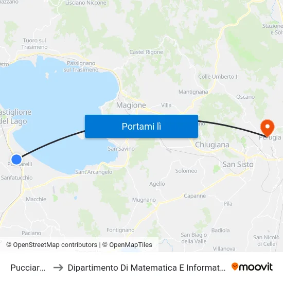 Pucciarelli to Dipartimento Di Matematica E Informatica map