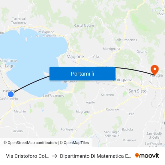 Via Cristoforo Colombo 2 to Dipartimento Di Matematica E Informatica map