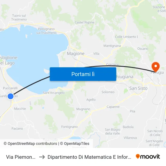 Via Piemonte 4 to Dipartimento Di Matematica E Informatica map