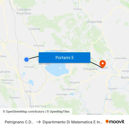 Petrignano C.D.Lago to Dipartimento Di Matematica E Informatica map