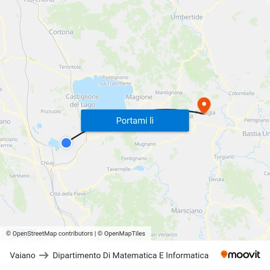 Vaiano to Dipartimento Di Matematica E Informatica map
