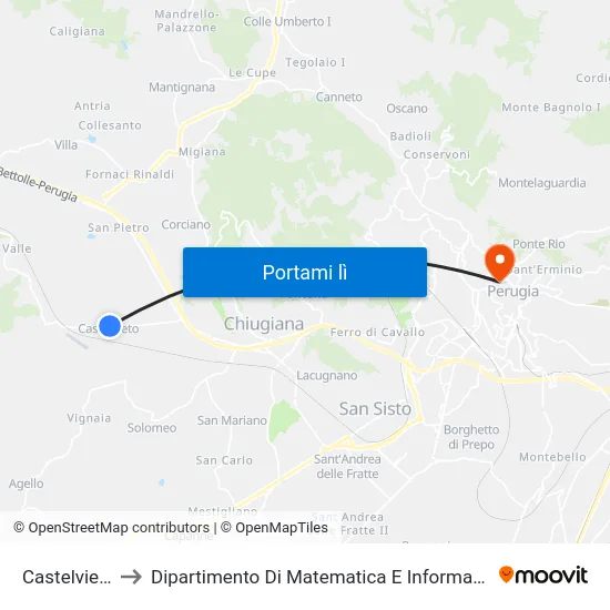 Castelvieto to Dipartimento Di Matematica E Informatica map