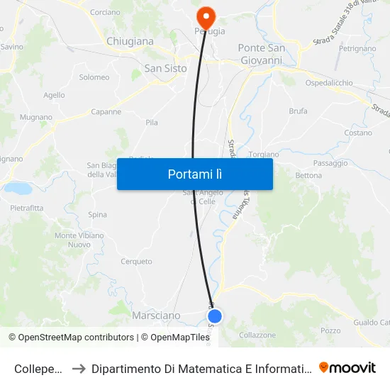 Collepepe to Dipartimento Di Matematica E Informatica map