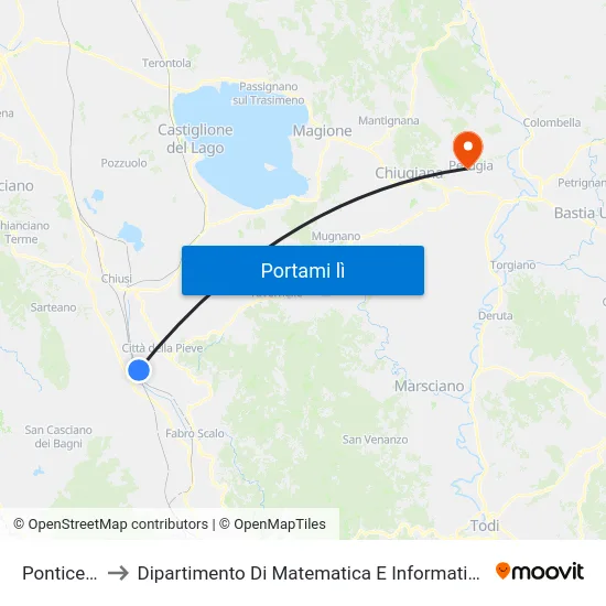Ponticelli to Dipartimento Di Matematica E Informatica map