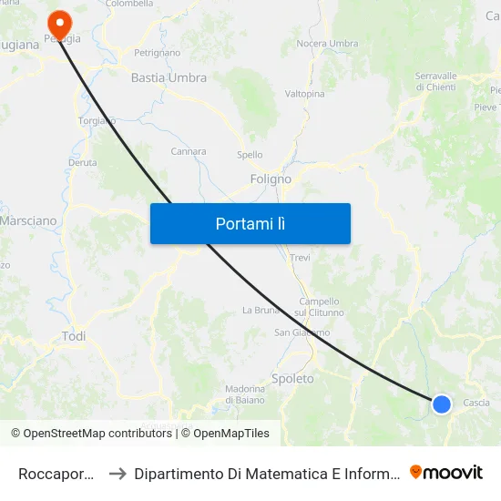Roccaporena to Dipartimento Di Matematica E Informatica map