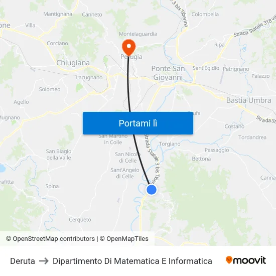 Deruta to Dipartimento Di Matematica E Informatica map