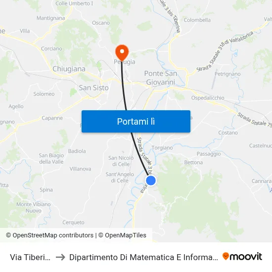 Via Tiberina to Dipartimento Di Matematica E Informatica map