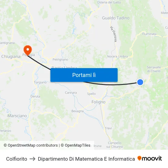 Colfiorito to Dipartimento Di Matematica E Informatica map