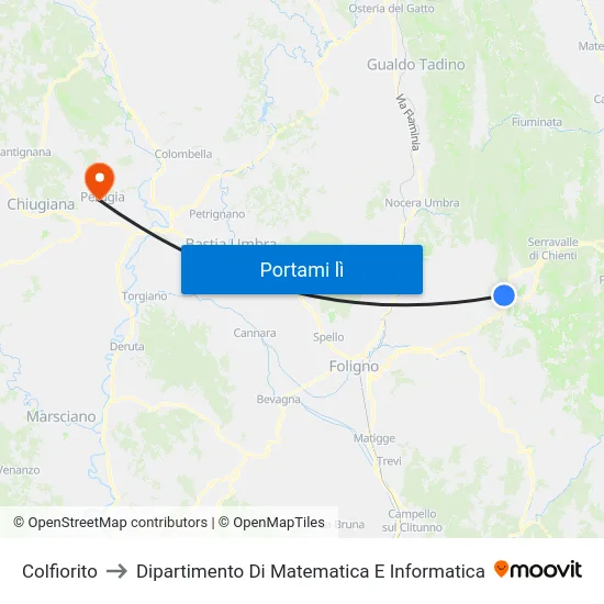 Colfiorito to Dipartimento Di Matematica E Informatica map