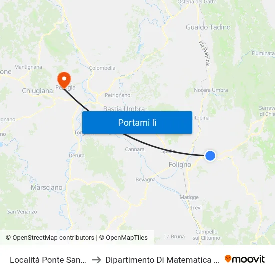 Località Ponte Santa Lucia 2 to Dipartimento Di Matematica E Informatica map
