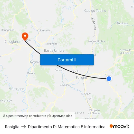 Rasiglia to Dipartimento Di Matematica E Informatica map
