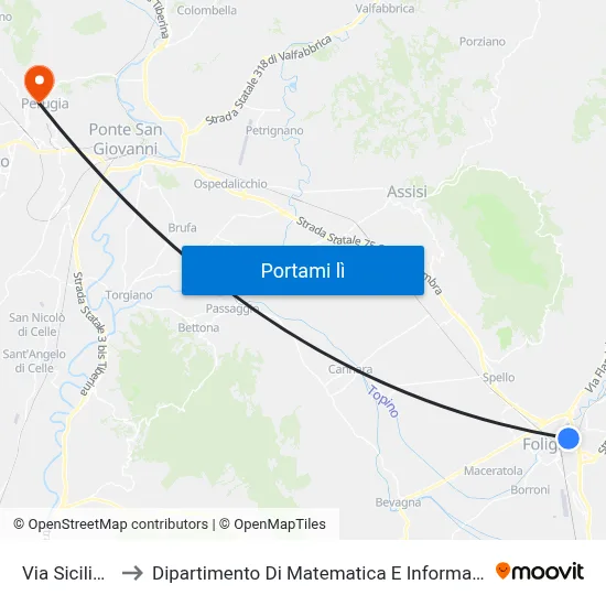 Via Sicilia 5 to Dipartimento Di Matematica E Informatica map
