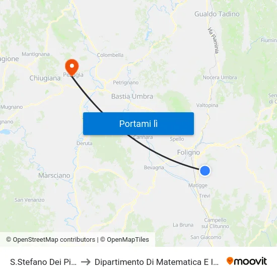 S.Stefano Dei Piccioni to Dipartimento Di Matematica E Informatica map