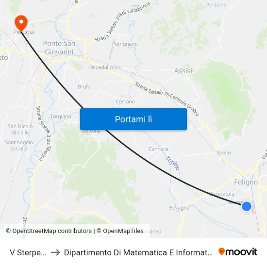 V Sterpete to Dipartimento Di Matematica E Informatica map