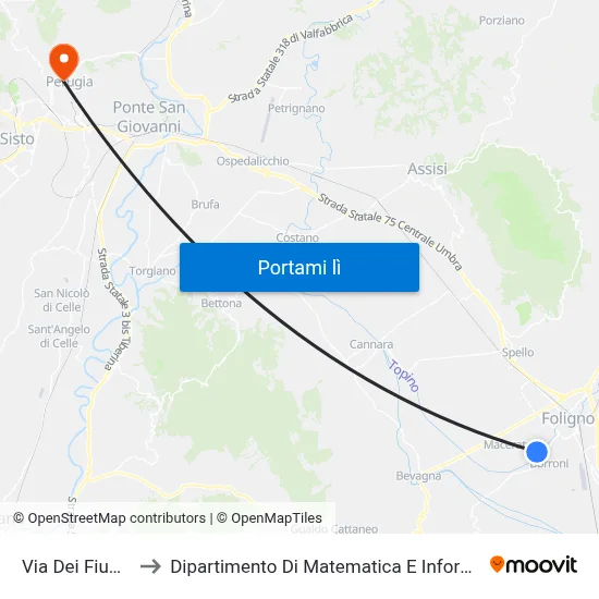 Via Dei Fiumi 5 to Dipartimento Di Matematica E Informatica map