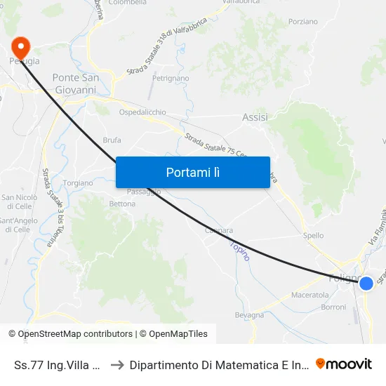 Ss.77 Ing.Villa Quiete to Dipartimento Di Matematica E Informatica map