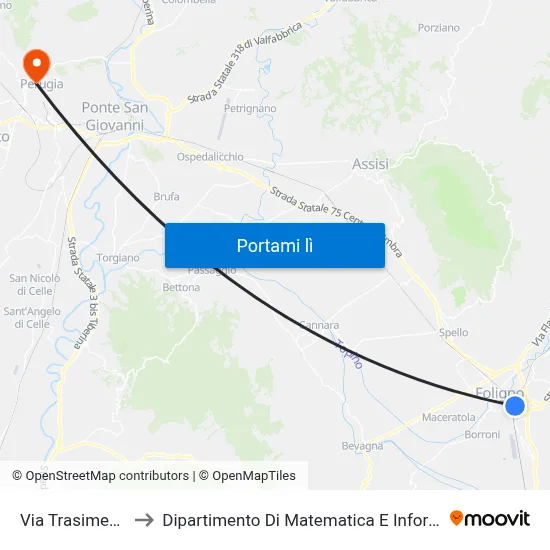 Via Trasimeno 2 to Dipartimento Di Matematica E Informatica map