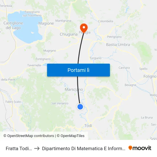 Fratta Todina to Dipartimento Di Matematica E Informatica map