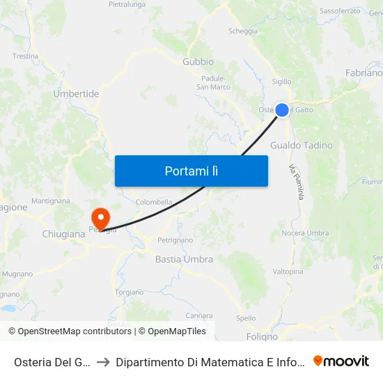 Osteria Del Gatto to Dipartimento Di Matematica E Informatica map