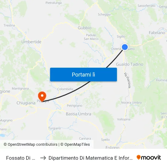 Fossato Di Vico to Dipartimento Di Matematica E Informatica map