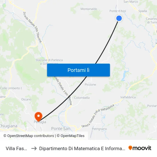 Villa Fassia to Dipartimento Di Matematica E Informatica map
