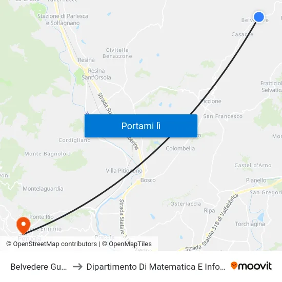 Belvedere Gubbio to Dipartimento Di Matematica E Informatica map