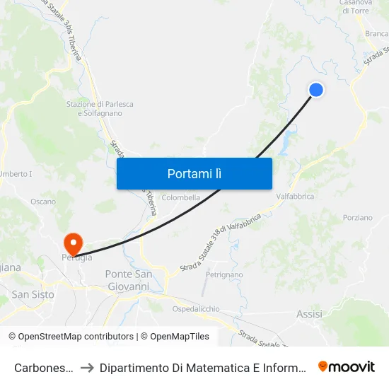 Carbonesca to Dipartimento Di Matematica E Informatica map