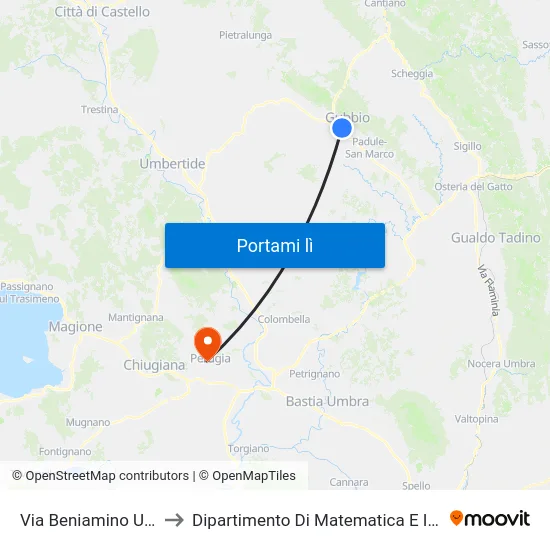 Via Beniamino Ubaldi 4 to Dipartimento Di Matematica E Informatica map