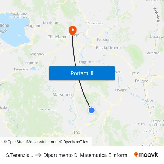 S.Terenziano to Dipartimento Di Matematica E Informatica map