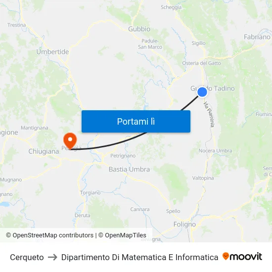 Cerqueto to Dipartimento Di Matematica E Informatica map