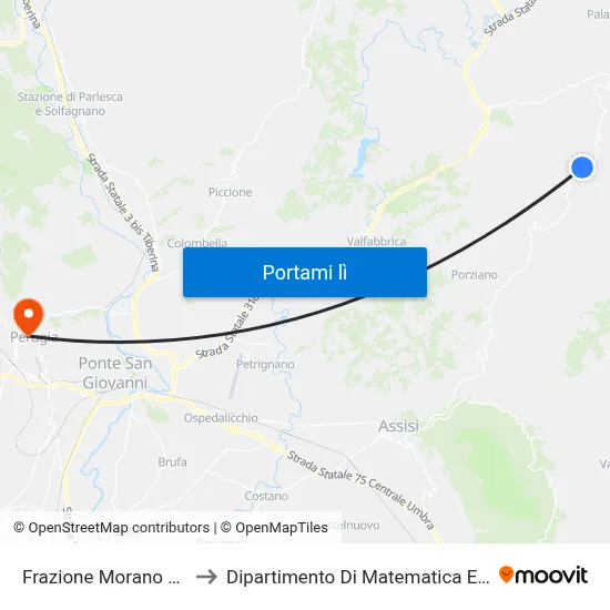Frazione Morano Osteria 6 to Dipartimento Di Matematica E Informatica map