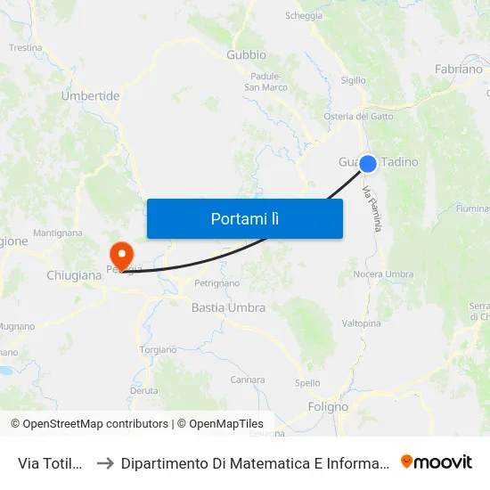 Via Totila 2 to Dipartimento Di Matematica E Informatica map