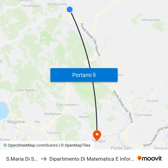 S.Maria Di Sette to Dipartimento Di Matematica E Informatica map