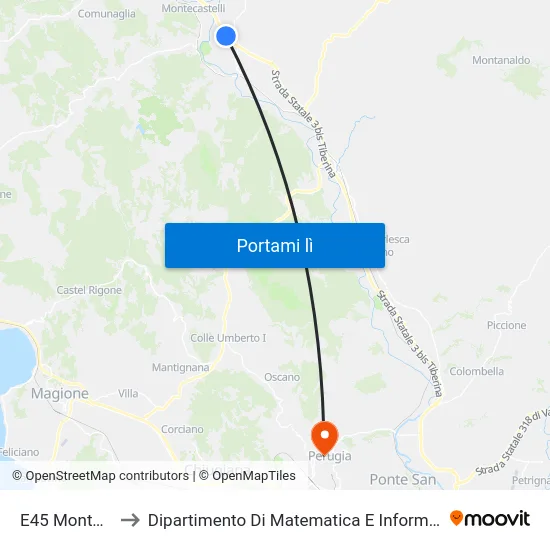 E45 Montone to Dipartimento Di Matematica E Informatica map