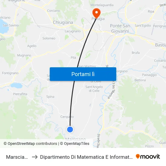 Marsciano to Dipartimento Di Matematica E Informatica map