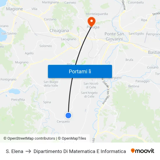 S. Elena to Dipartimento Di Matematica E Informatica map