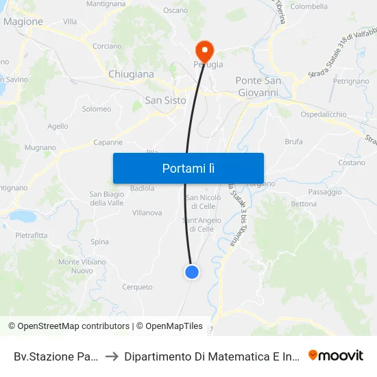 Bv.Stazione Papiano to Dipartimento Di Matematica E Informatica map