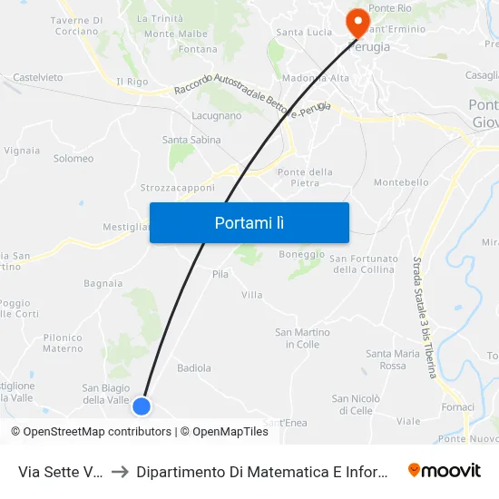 Via Sette Valli to Dipartimento Di Matematica E Informatica map