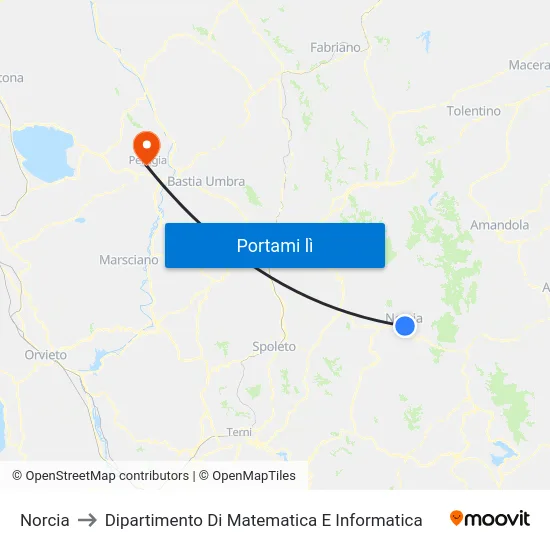 Norcia to Dipartimento Di Matematica E Informatica map