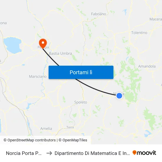 Norcia Porta Palatino to Dipartimento Di Matematica E Informatica map
