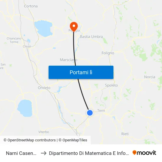Narni Casenuove to Dipartimento Di Matematica E Informatica map