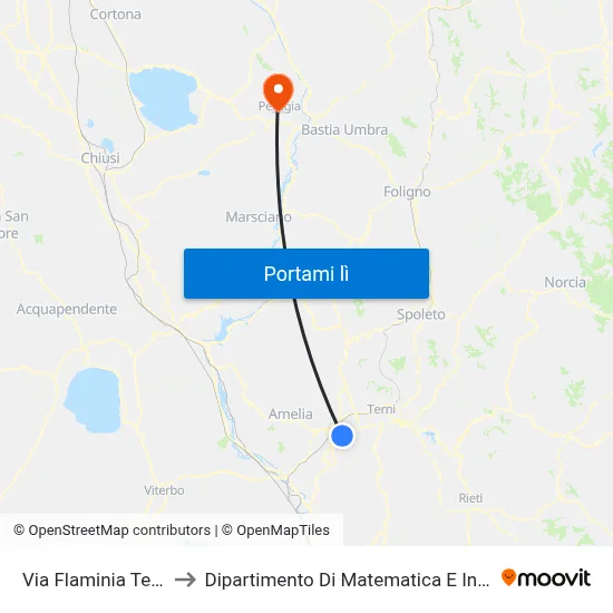 Via Flaminia Ternana to Dipartimento Di Matematica E Informatica map