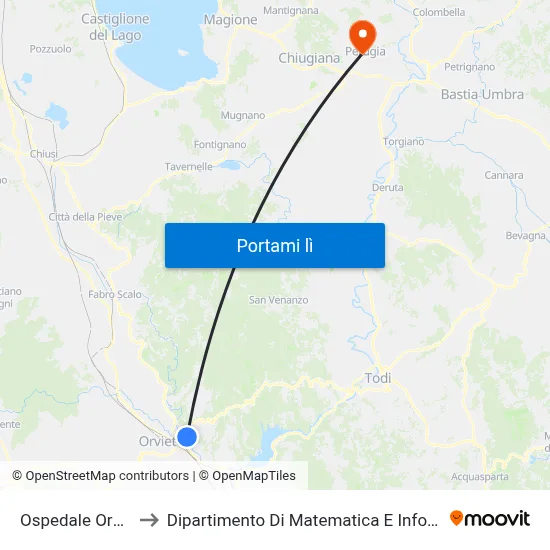 Ospedale Orvieto to Dipartimento Di Matematica E Informatica map