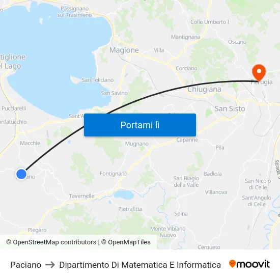 Paciano to Dipartimento Di Matematica E Informatica map