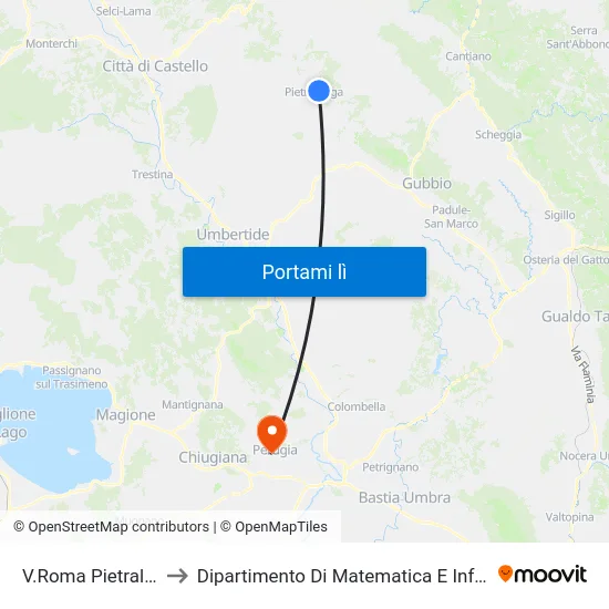V.Roma Pietralunga to Dipartimento Di Matematica E Informatica map