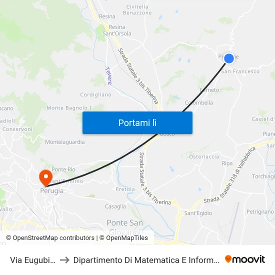Via Eugubina to Dipartimento Di Matematica E Informatica map