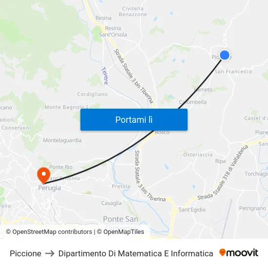 Piccione to Dipartimento Di Matematica E Informatica map